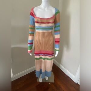 Multicolor Striped Long Sleeve Dress